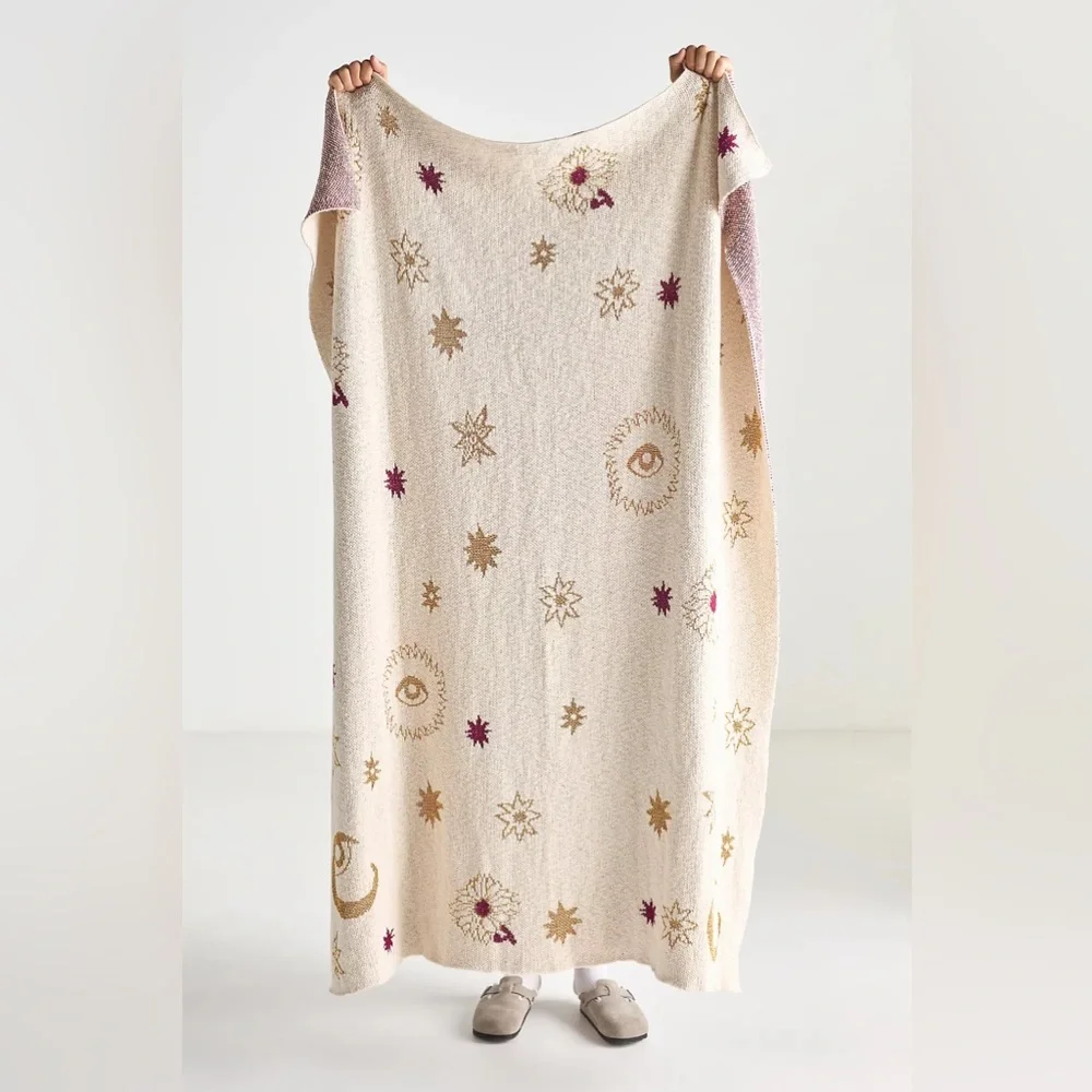 Anthropologie FORTUNE COTTON KNIT THROW BLANKET Style No. 4541676600008